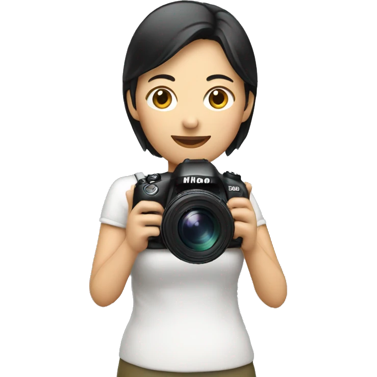 asian woman holding a nikon camera emoji