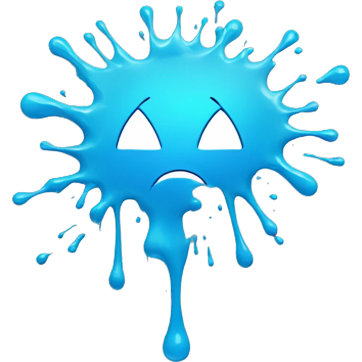 Glowing Cyan blue paint splash splatter emoji