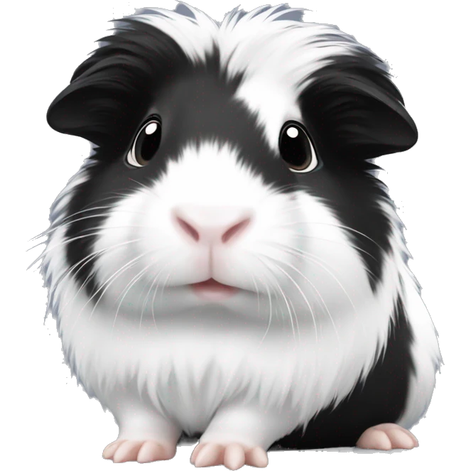 Long haired black and white guinea pig baby emoji