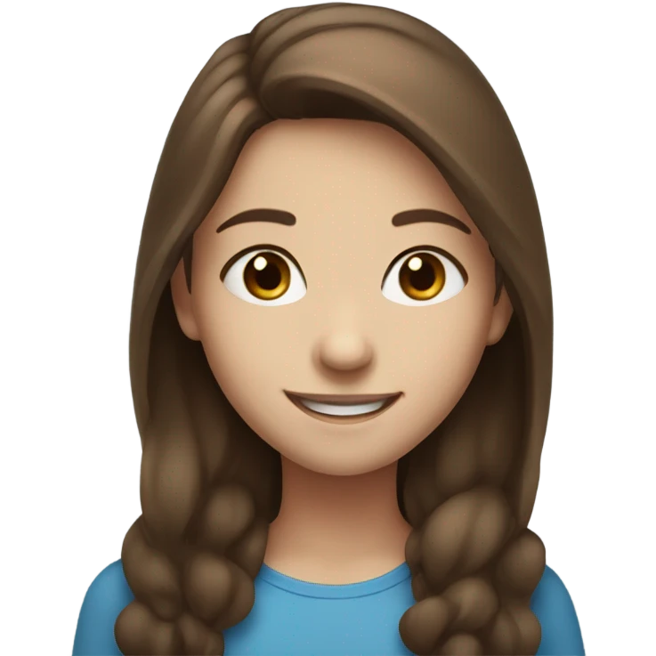 smiling girl with brown hair and blue eyes emoji