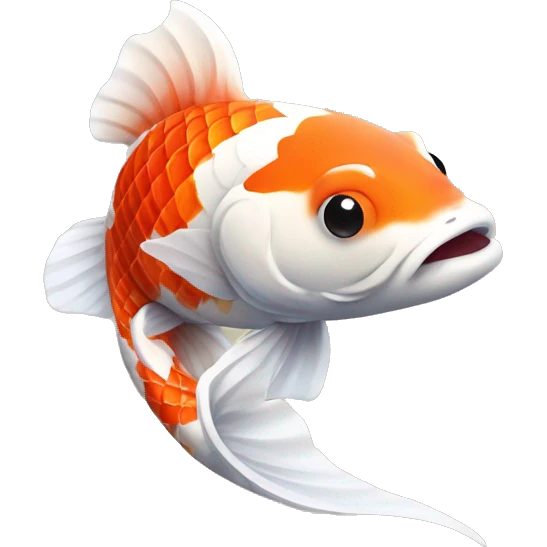 single koi with hearts for eyes looking upward emoji