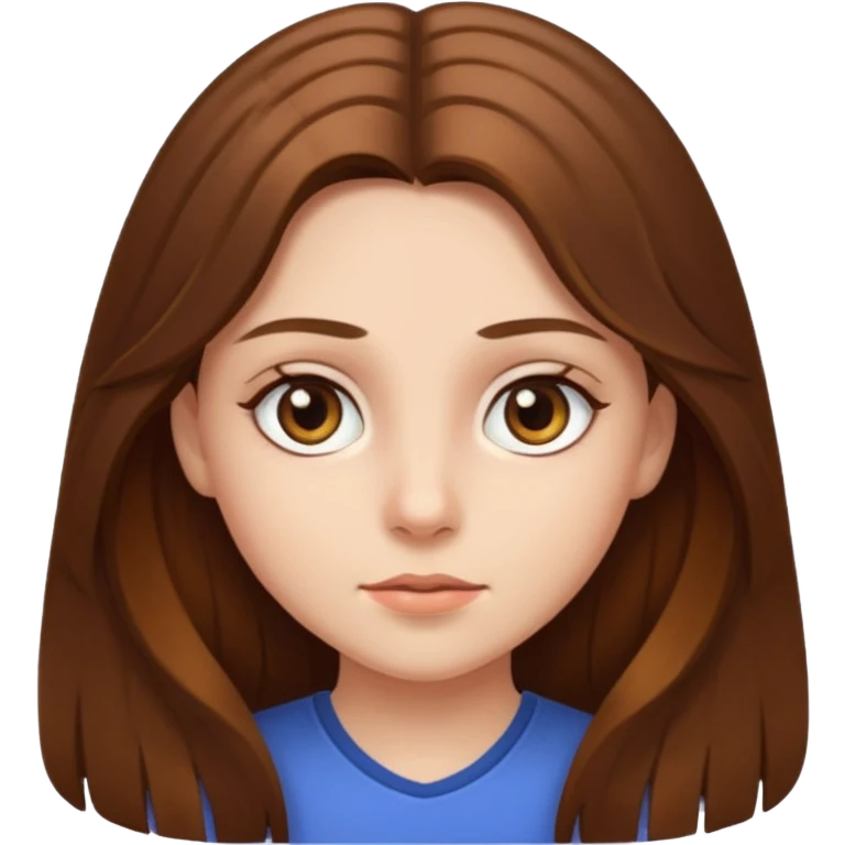 Girl with long brown hair and hazel eyes emoji