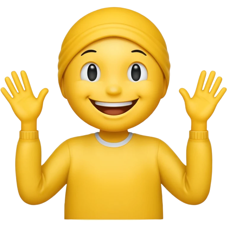 smiley face with 2 foots behind the head and 2 hands very opened  emoji