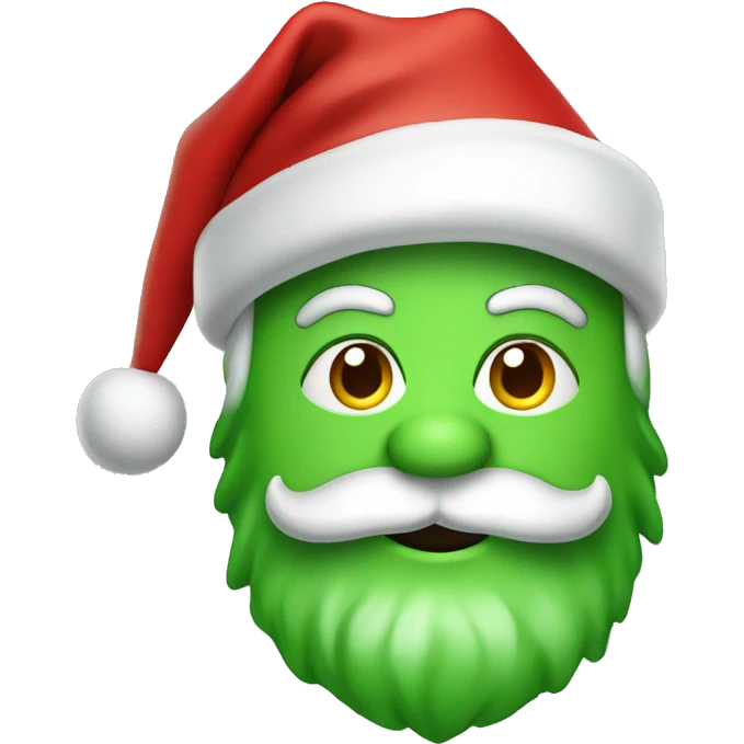 Green face santa with red Christmas cap emoji