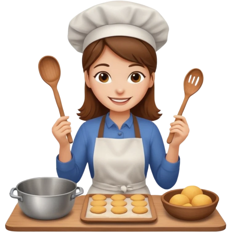 Brown-haired girl is baking emoji