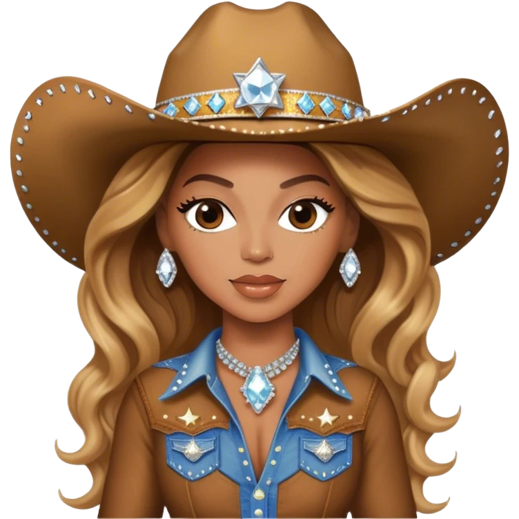Beyonce wearing a rhinestone cowboy outfit emoji
