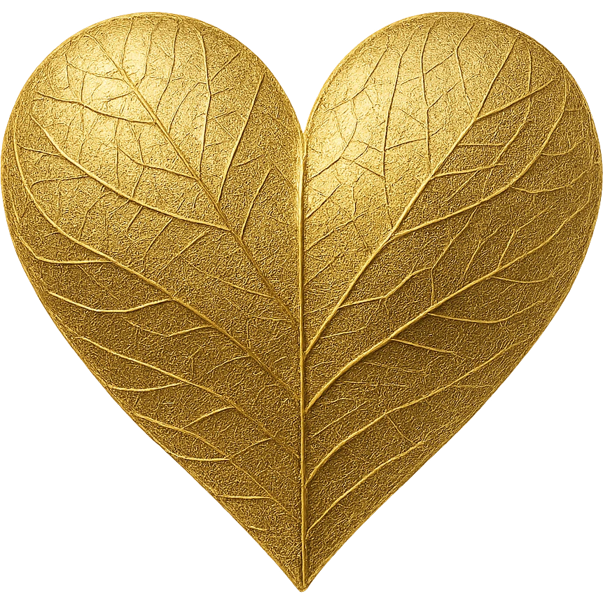 heart with a delicate gold leaf overlay emoji