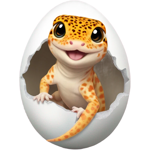 Orange leopard gecko emerges from egg emoji