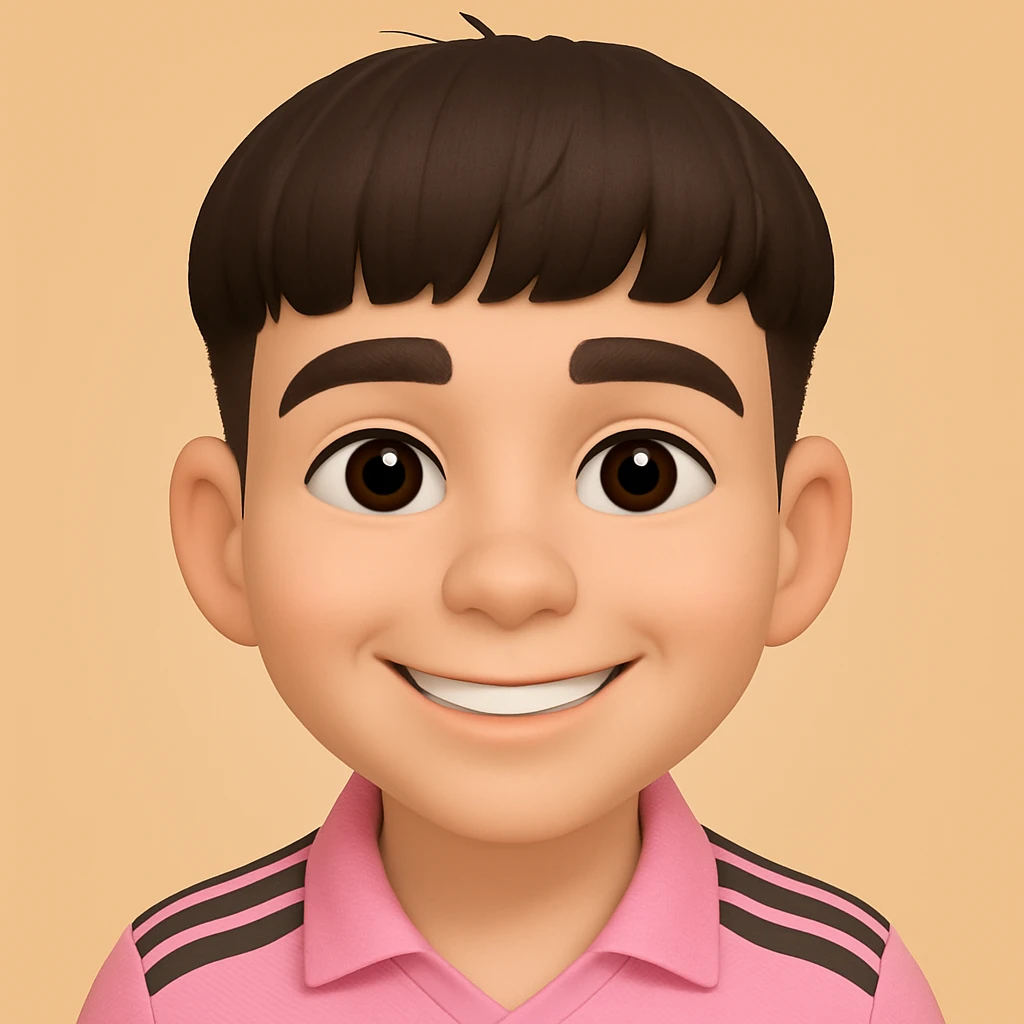 this image in 3d-emoji style, with a smile and a slimmer face emoji
