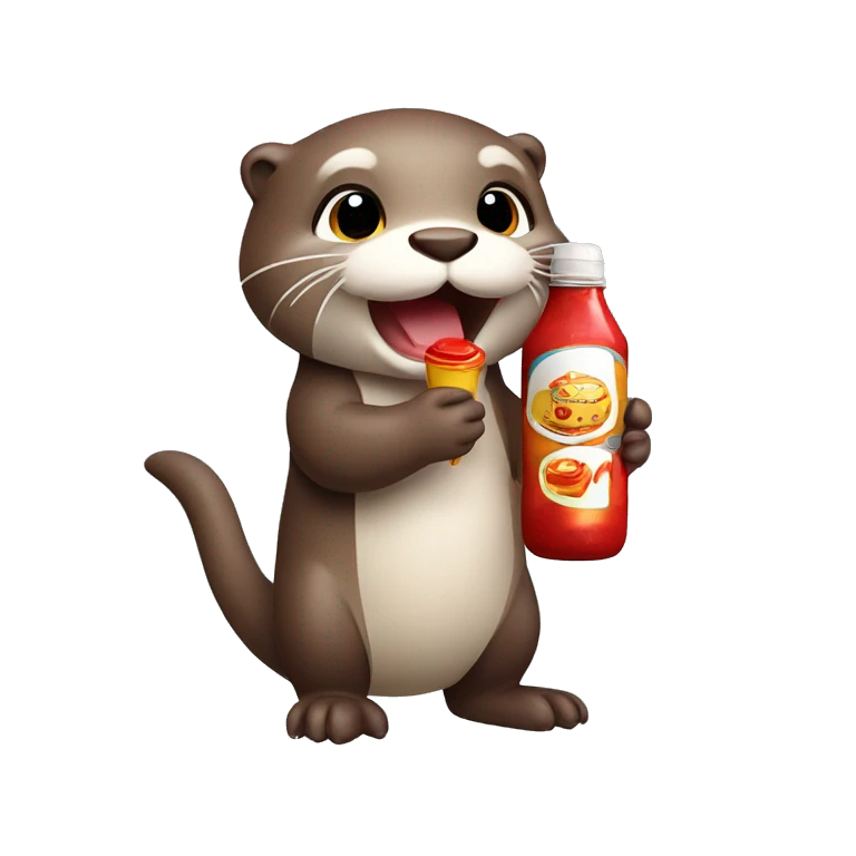 cute otter holding ketchup bottle emoji