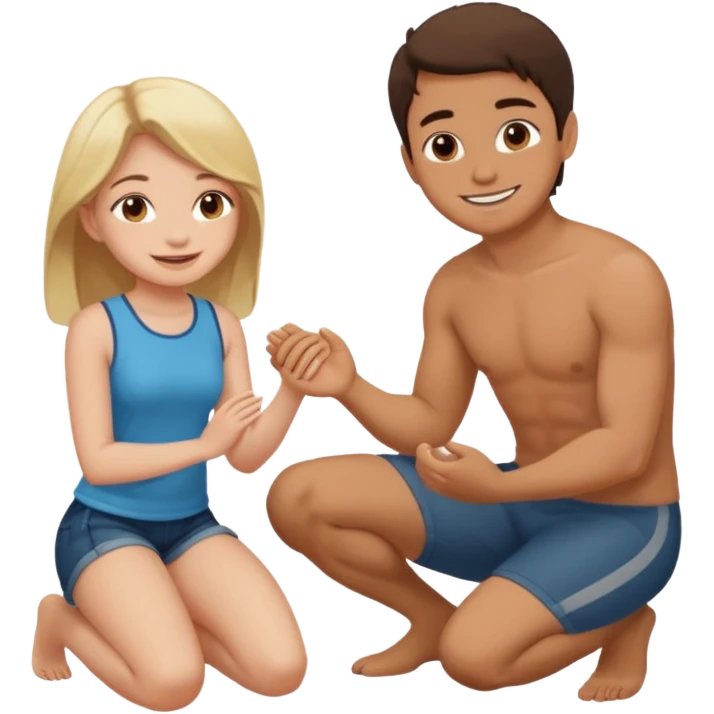 Girl on knees in front of man emoji