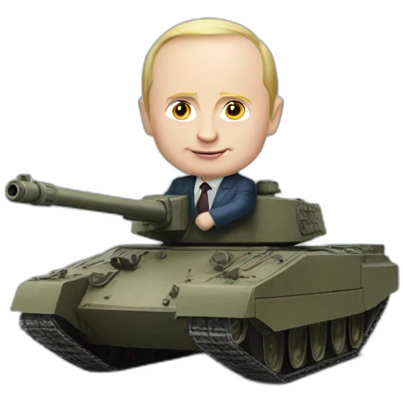 Miniature putin rides a tank emoji
