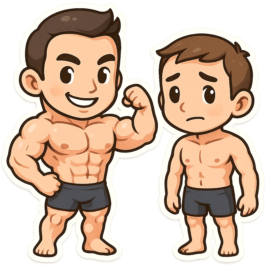 2 bodybuilder with good and poor genetics emoji