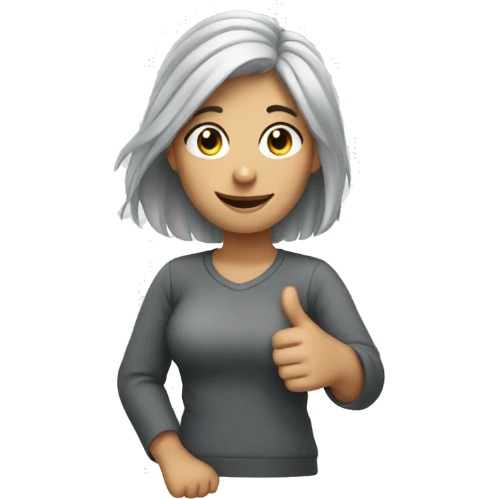Grey hair girl with thumb up emoji