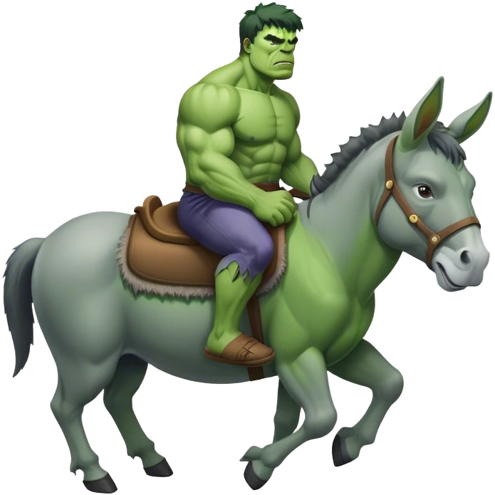 hulk riding on grey color donkey emoji