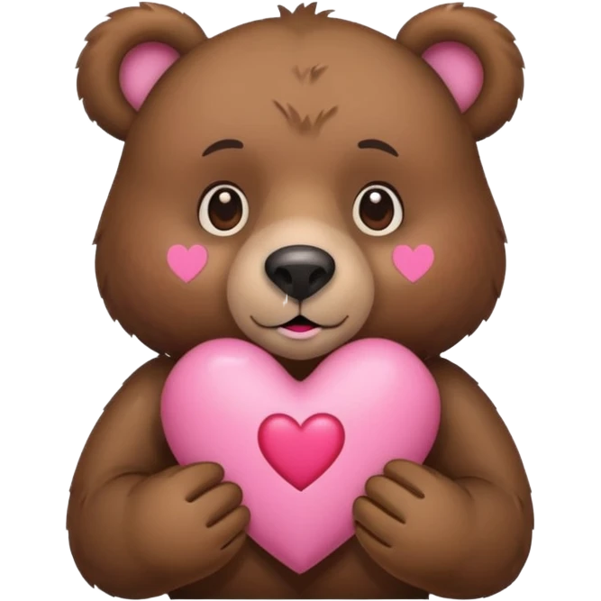 bear holding a pink heart emoji