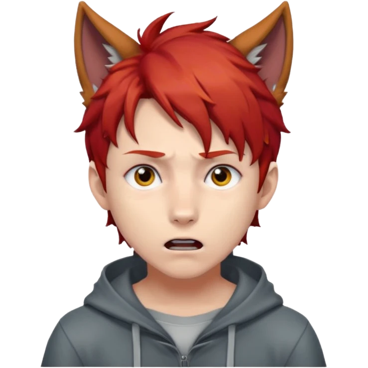 Wolf Anime Boy scared red hair emoji