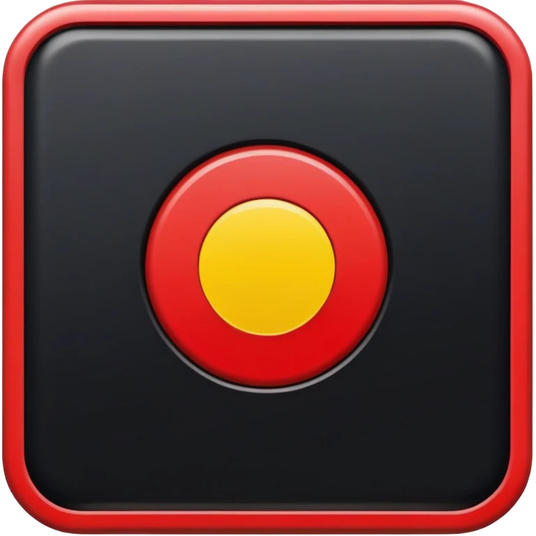A black and red rectangle with a medium sized yellow circle in the middle emoji