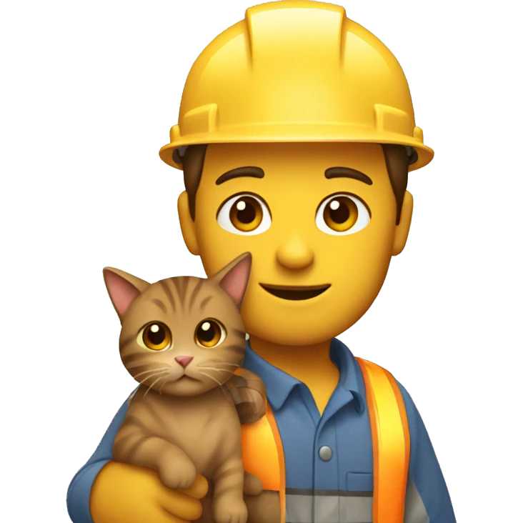 construction worker with brown cat  emoji