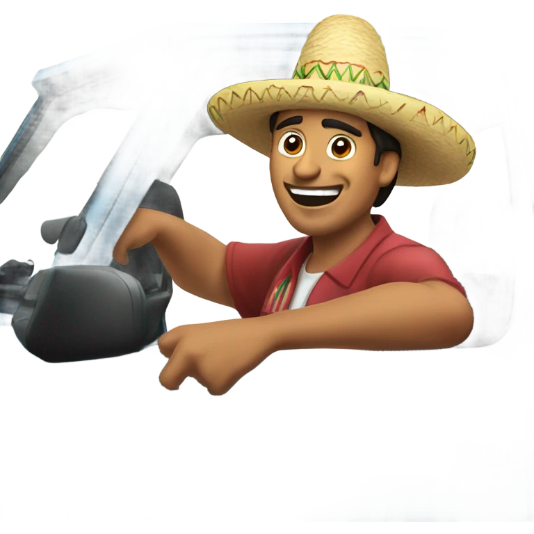 Mexican wearing a sombrero in a truck to get food emoji