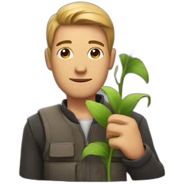 A man with a flower emoji