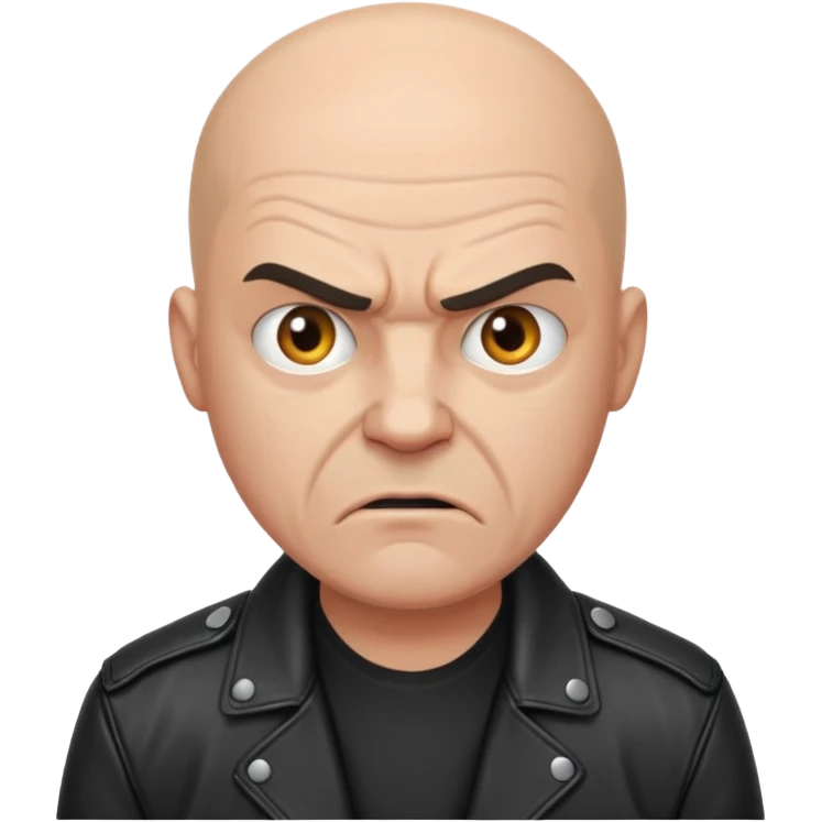 Angry bald man in a leather jacket emoji