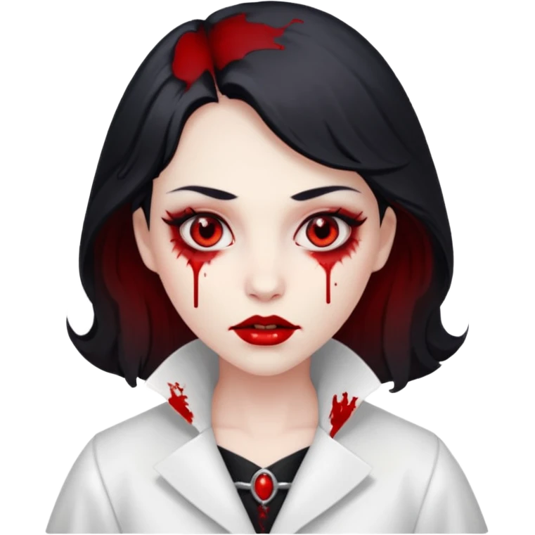 Women Vampire withwhite coat dress and eyes should be red with blood emoji
