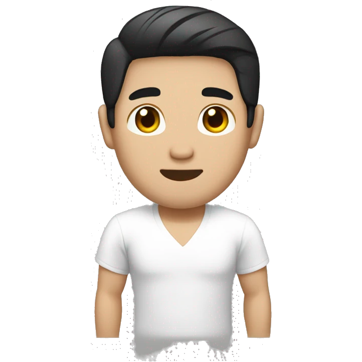 black short hair white skin color asian men with white shirt, make it from soulders and create only one emoji emoji