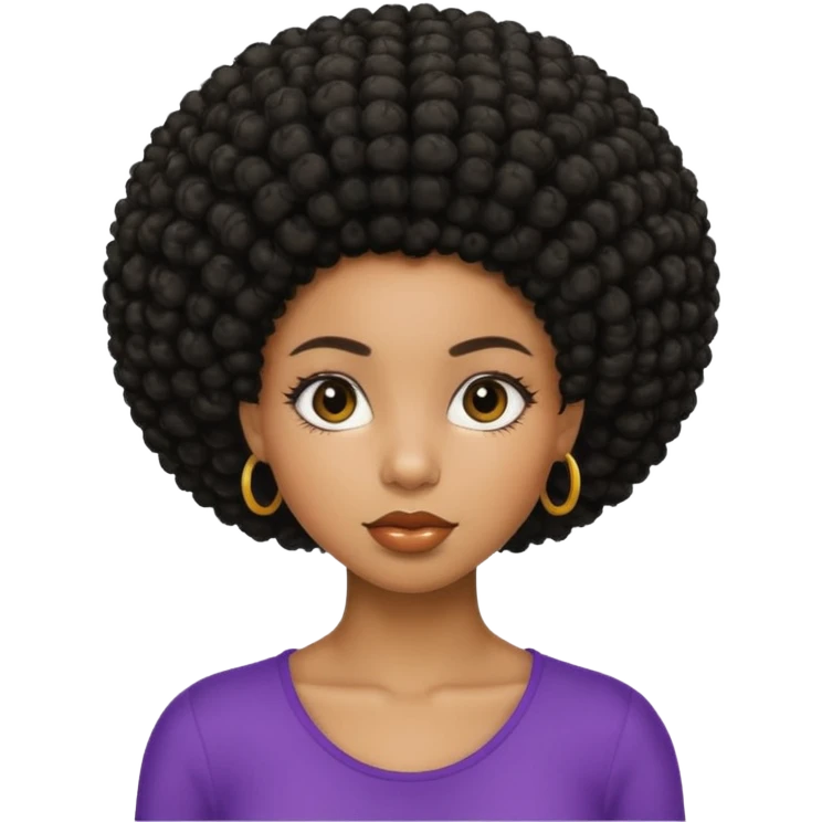 chica negrita con pelo afro menos rizado corto emoji