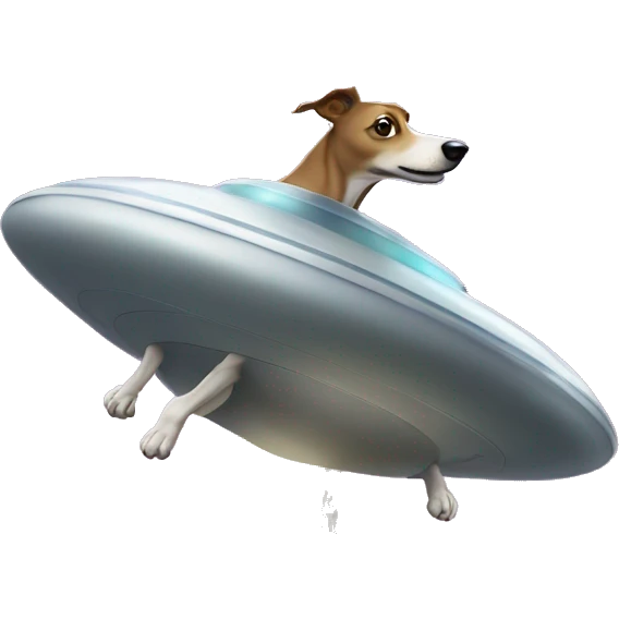 greyhound dog flying in UFO emoji
