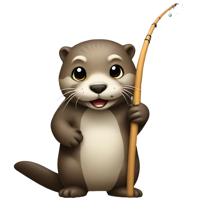 An otter with a fishing pole emoji
