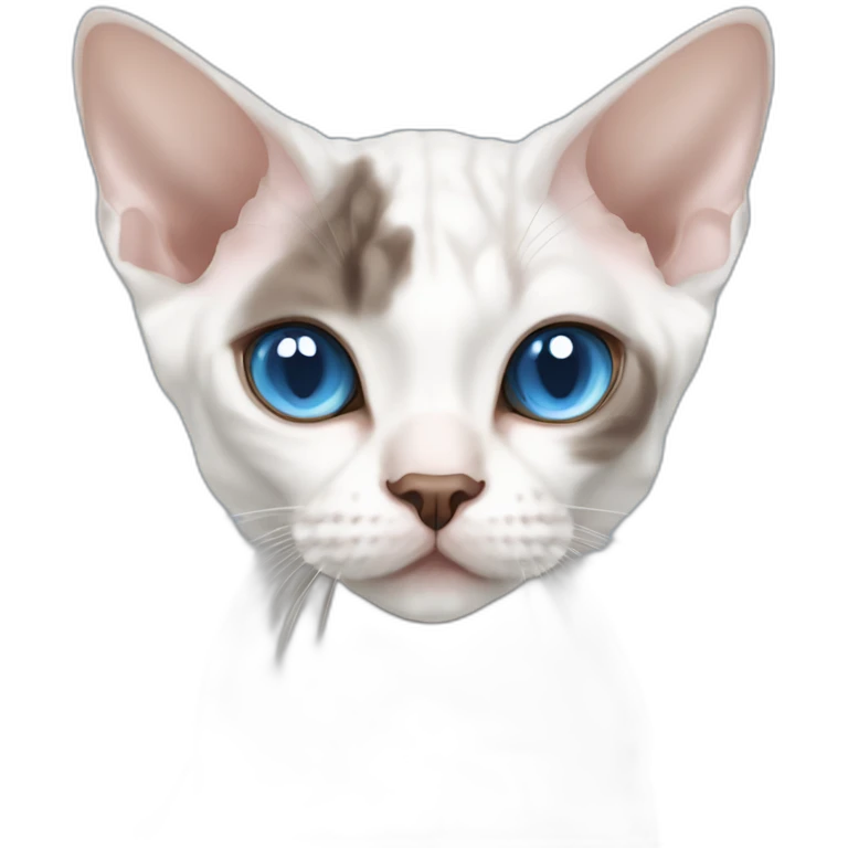 white to chocolate point devon rex cat with blue eyes emoji