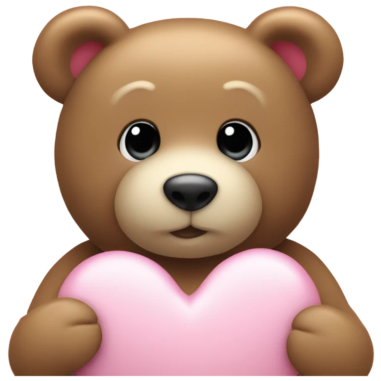 Valentine teddy bear with pastel pink heart emoji