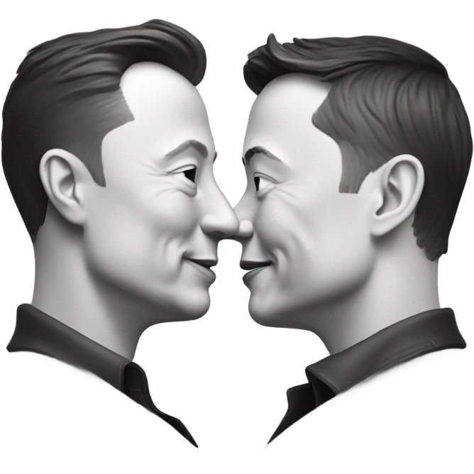 Elon Musk kissing Elon musk emoji