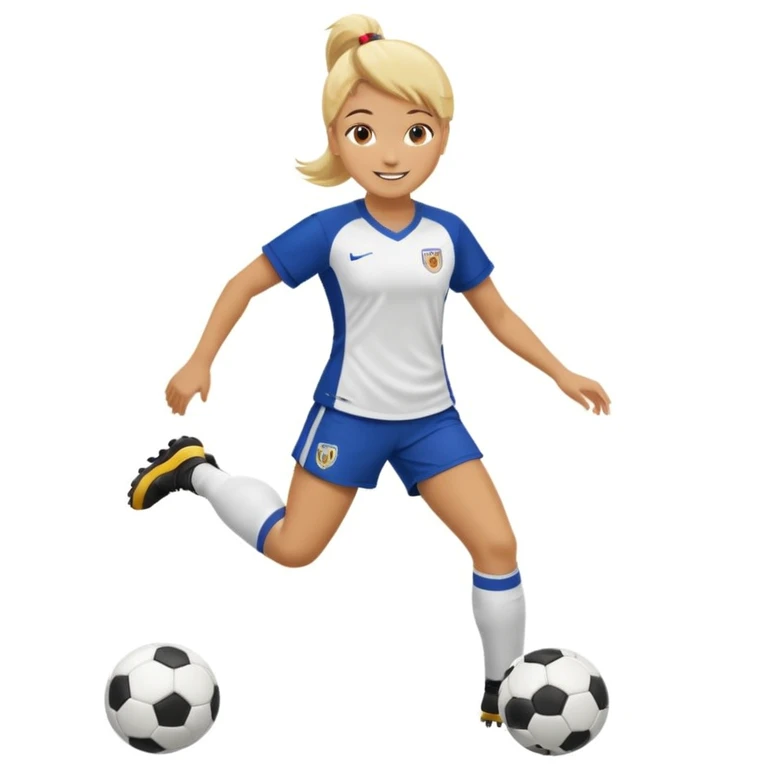 Soccer girl pose with feet showing emoji