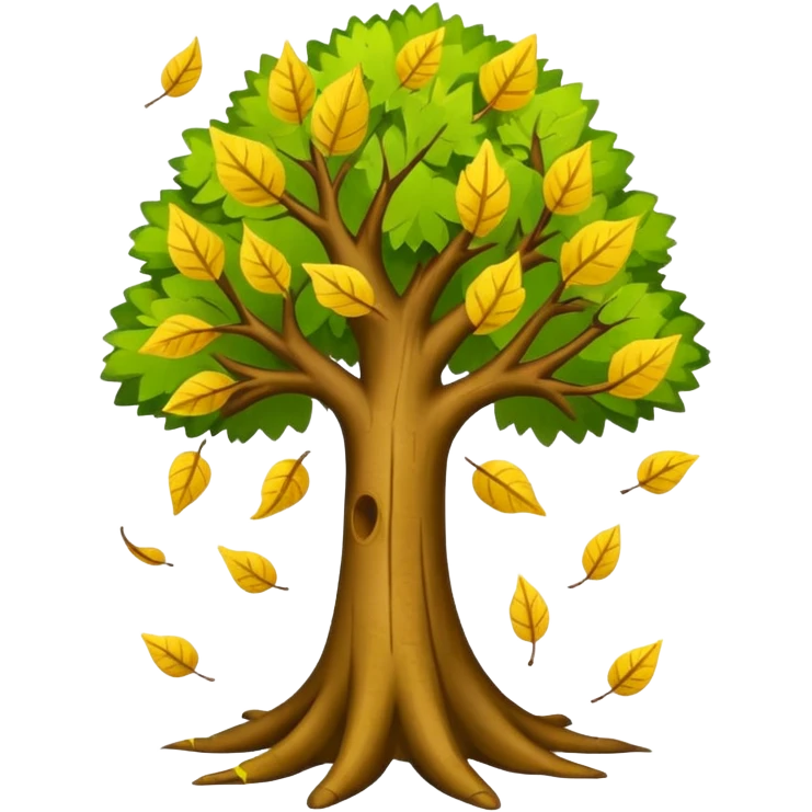 Tree with falling leaves, green leaves falling  emoji