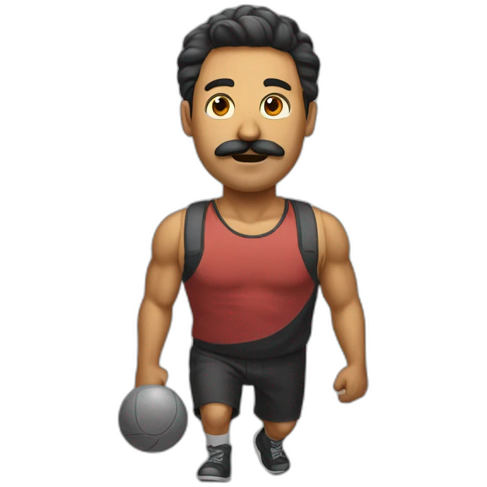  Expressivelyh strenuously carrying a lot of balls Man with mustache emoji