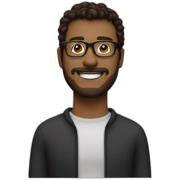 man with brown hair wearing black glasses smiling and loving me emoji