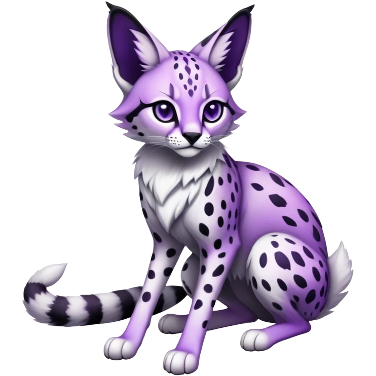 Epic Edgy Black White Purple ethereal Serval-Fionbri full body emoji