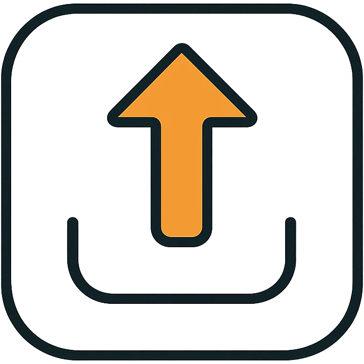 Apple-style iOS share button, rounded square with arrow pointing outward, minimalist design emoji