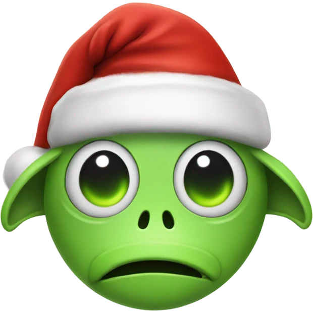 Alien wearing Santa hat emoji