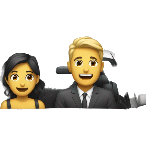 Dos personas en carro dip siando emoji