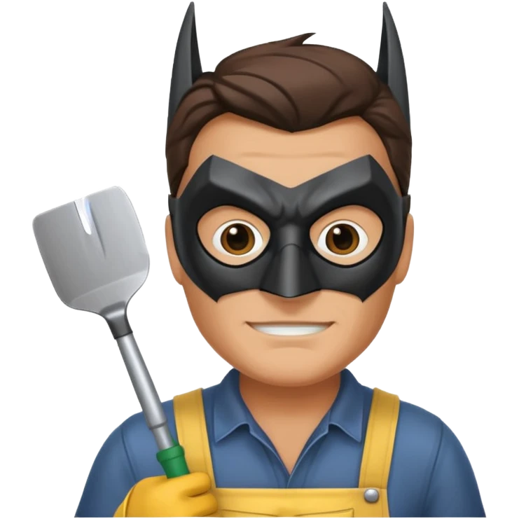 gardener with tanned skind and batman mask emoji