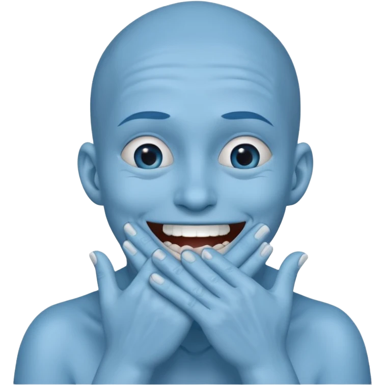 A blue face laughing out loud while covering it's mouth with his hands emoji
