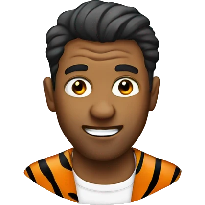 Crazy man wearing a tiger shirt emoji