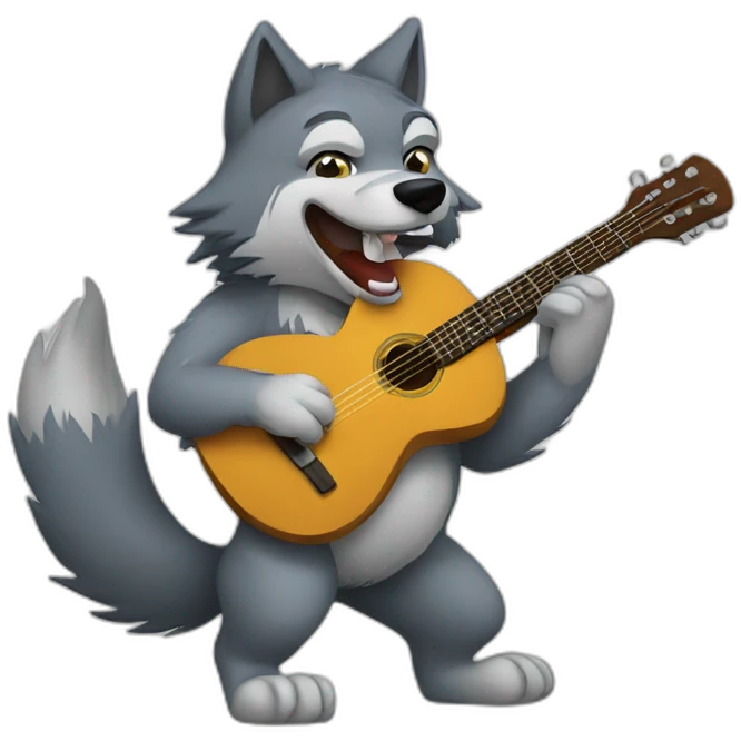 wolf playing guitar emoji