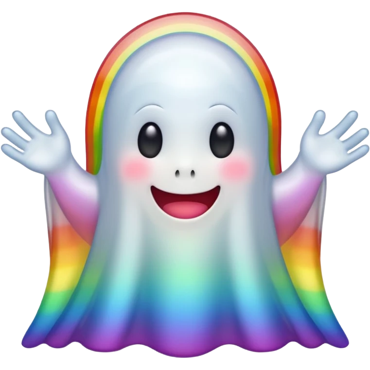 smiling ghost with a rainbow gradient emoji
