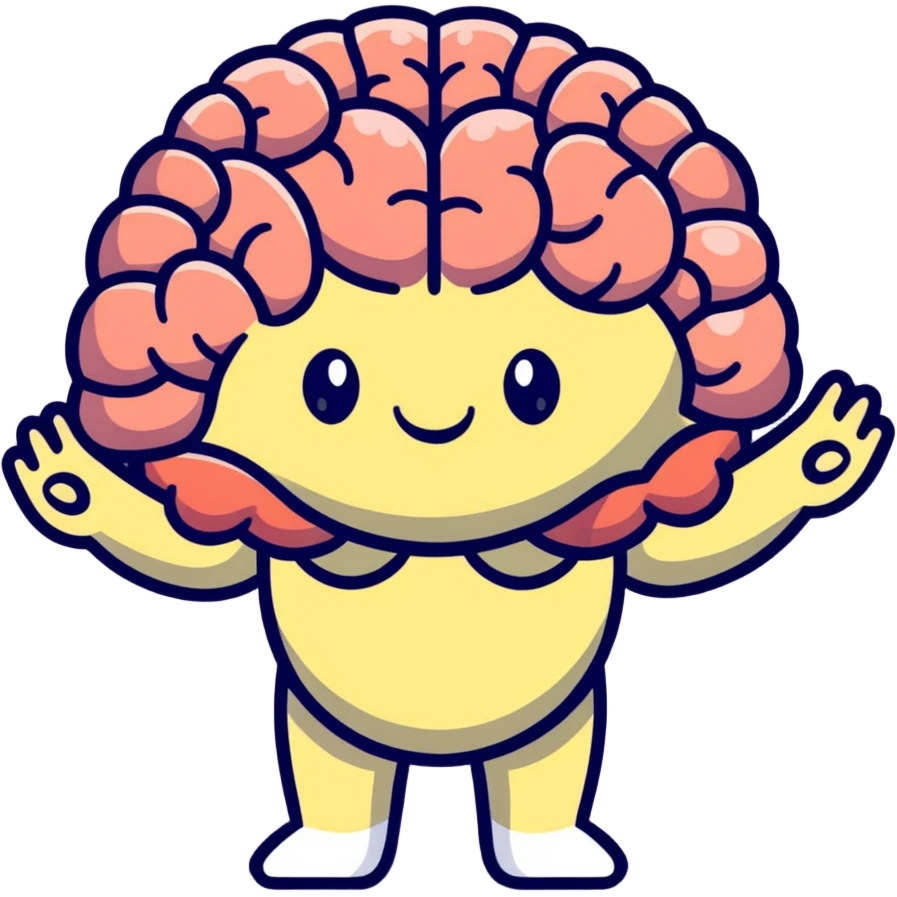 cute brain with a smiling face, arms and legs emoji