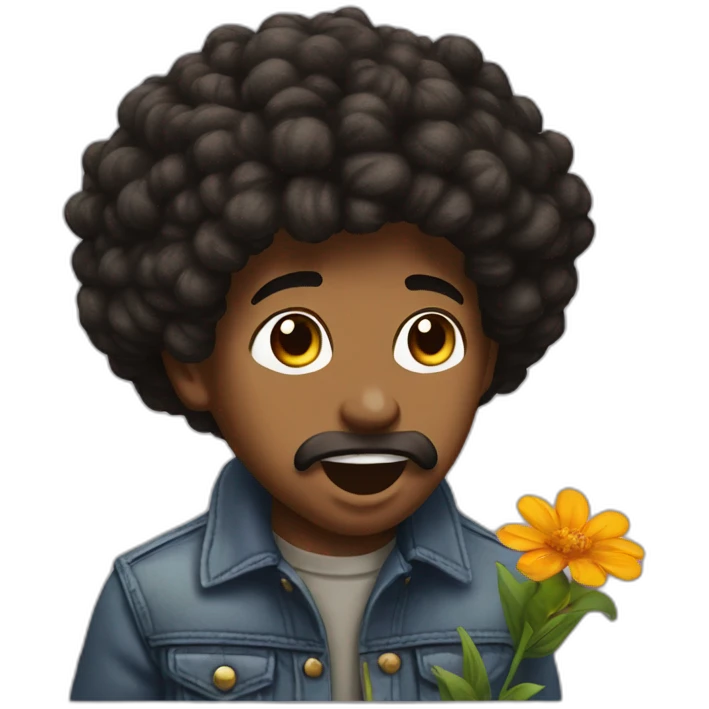 jackson pollack with a flower in his mouth emoji