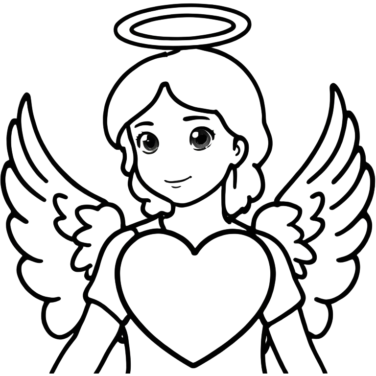 heart with an angel halo above it and angel wings emoji